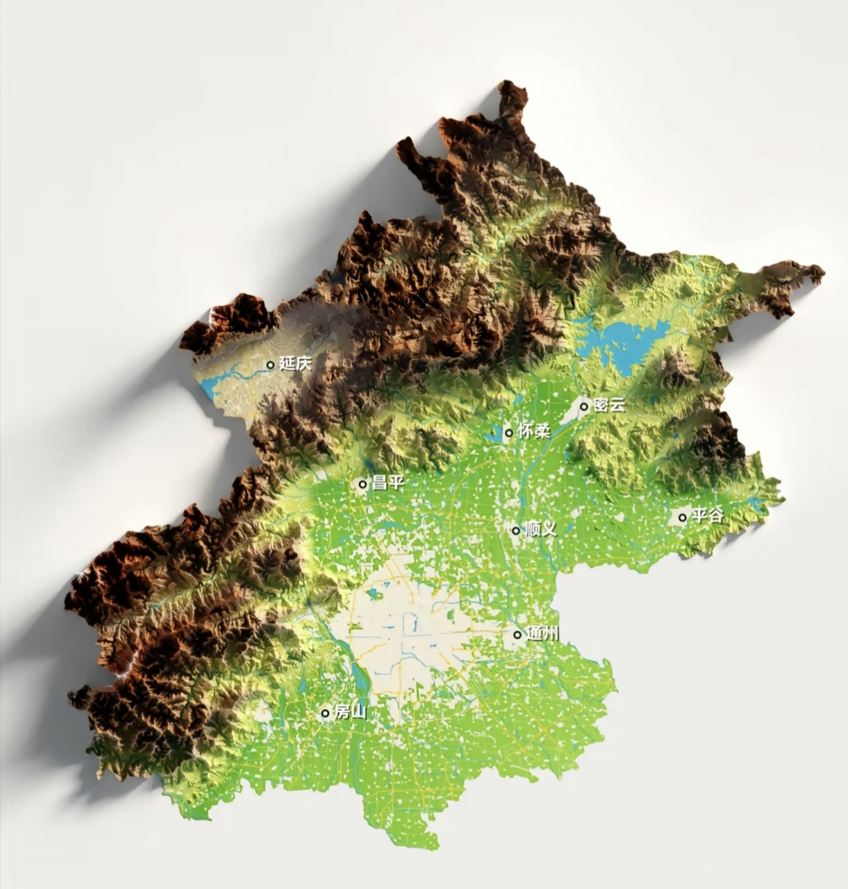 北京的地势西北高,东南低,地势垂直高差大.