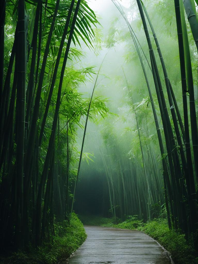 雨中竹林,治愈,壁纸