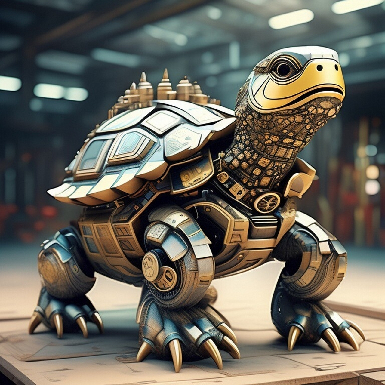 宠物未来幻想:机械战甲龟 身披钢铁战衣,壳上刻着