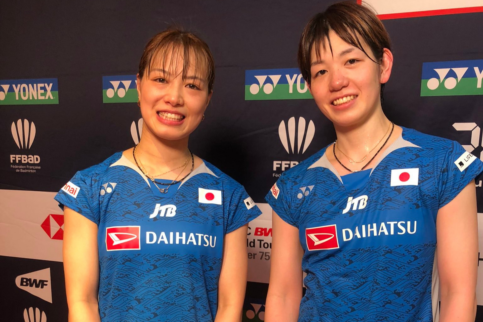 日本女双组合福岛由纪/广田彩花在法国羽毛球公开赛女双1/8决赛中失利
