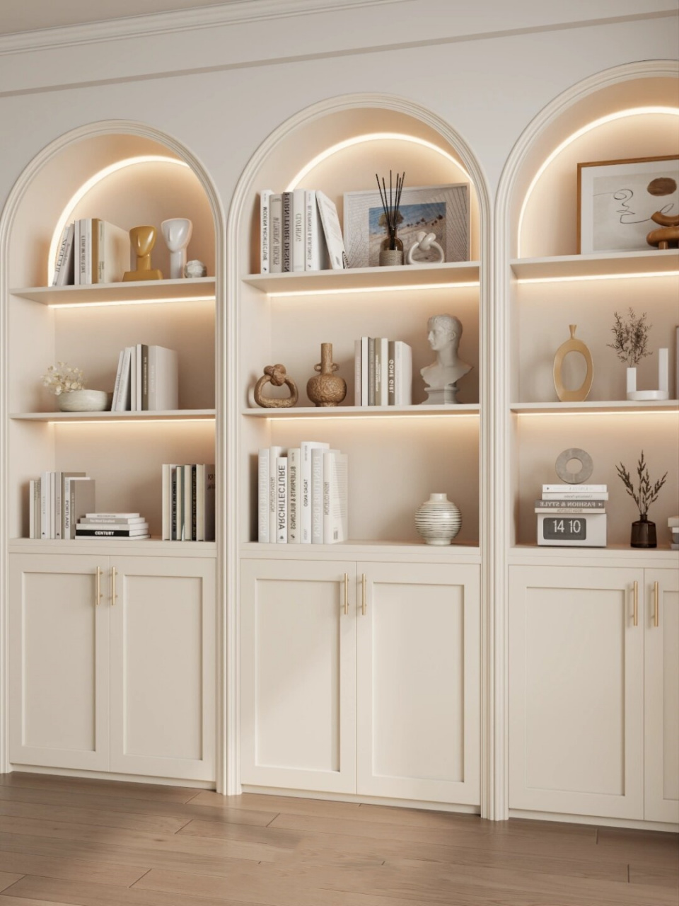 9994  95首先来说说这个轻法式书柜的设计吧～  ①背景是个拱形