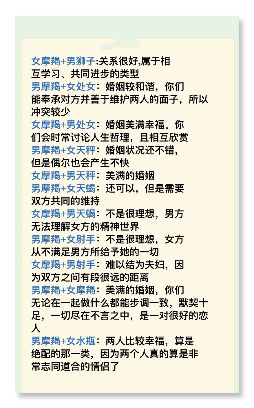 星座匹配一览表  亲爱的朋友们,今天我们来聊聊摩羯座的配对情况吧!