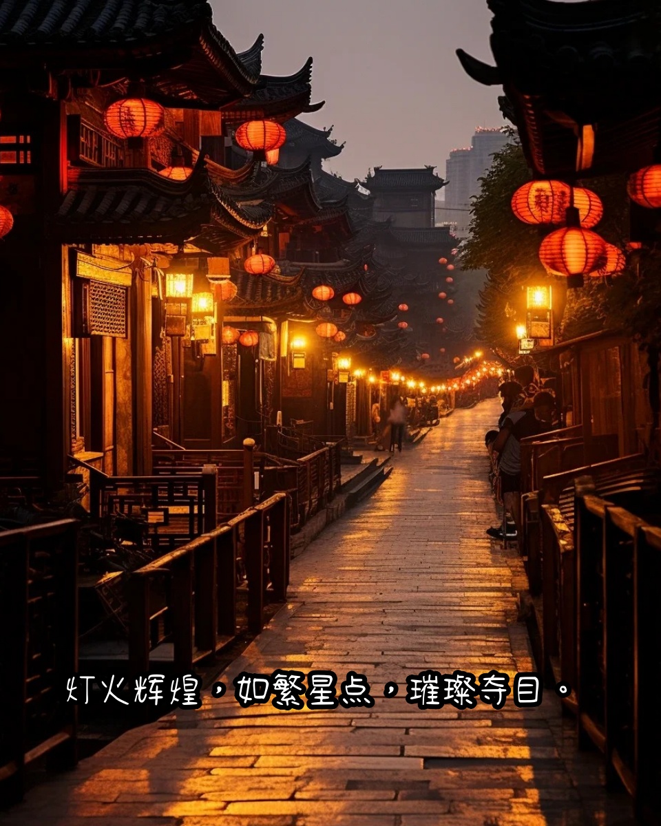 夜景灯火繁华唯美句子 1.9378灯.@朝月词的动态