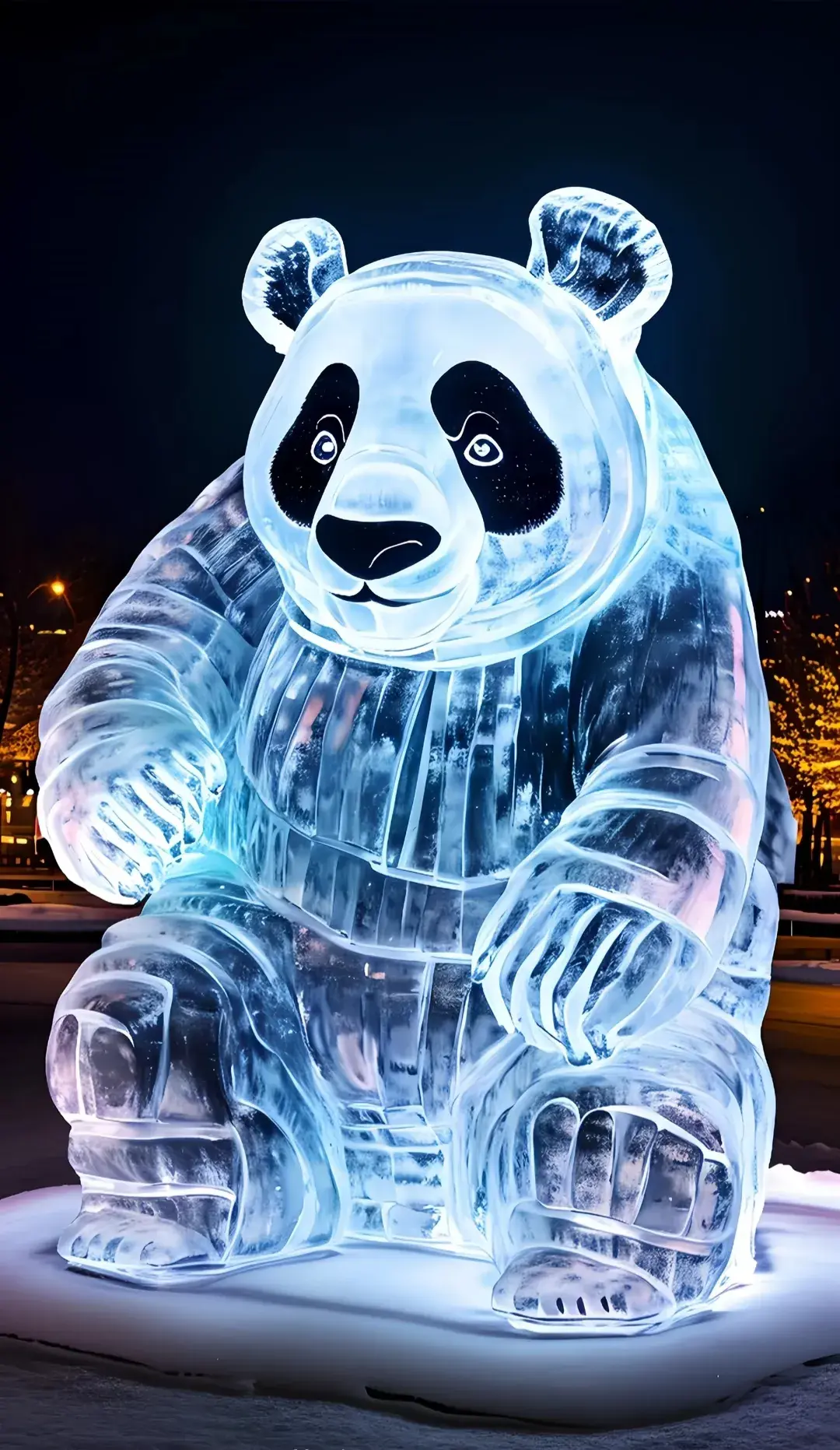 壁纸分享,哈尔滨冰雪大世界冰雕作品,明年见