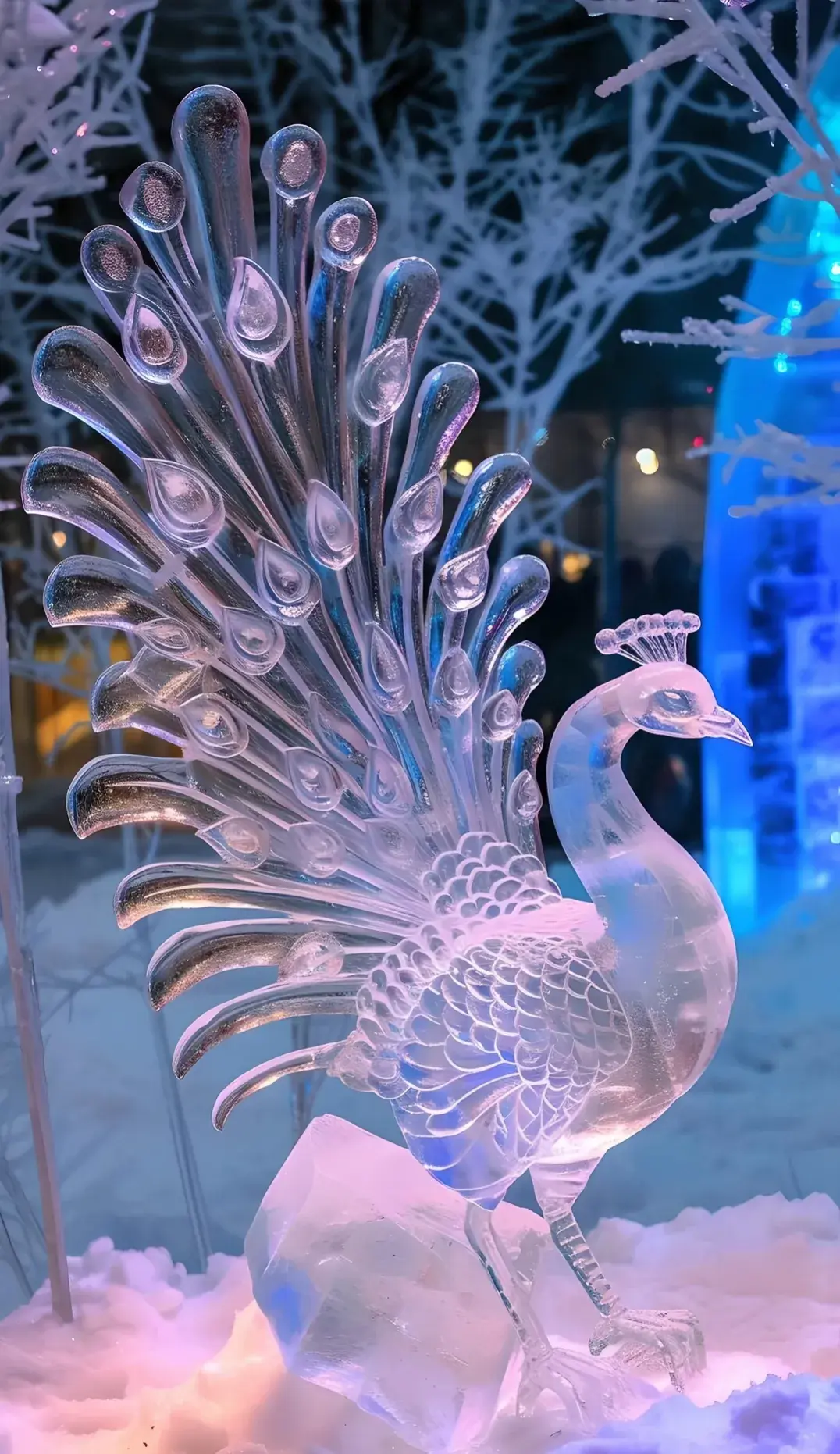 壁纸分享,哈尔滨冰雪大世界冰雕作品,明年见