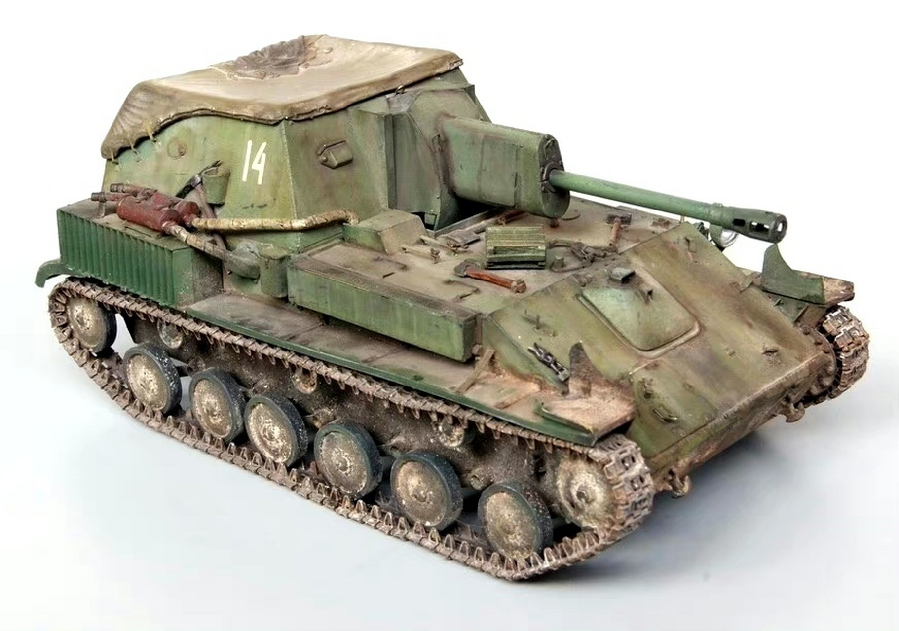 军模欣赏:1/35 苏联红军 su-76m自行火炮,该车的任务是近距离支援步兵