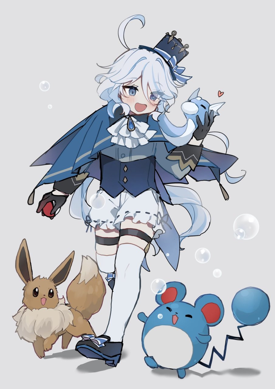 原神# 成为宝可梦训练师的胡桃与芙宁娜 twi:@tk_n_gm