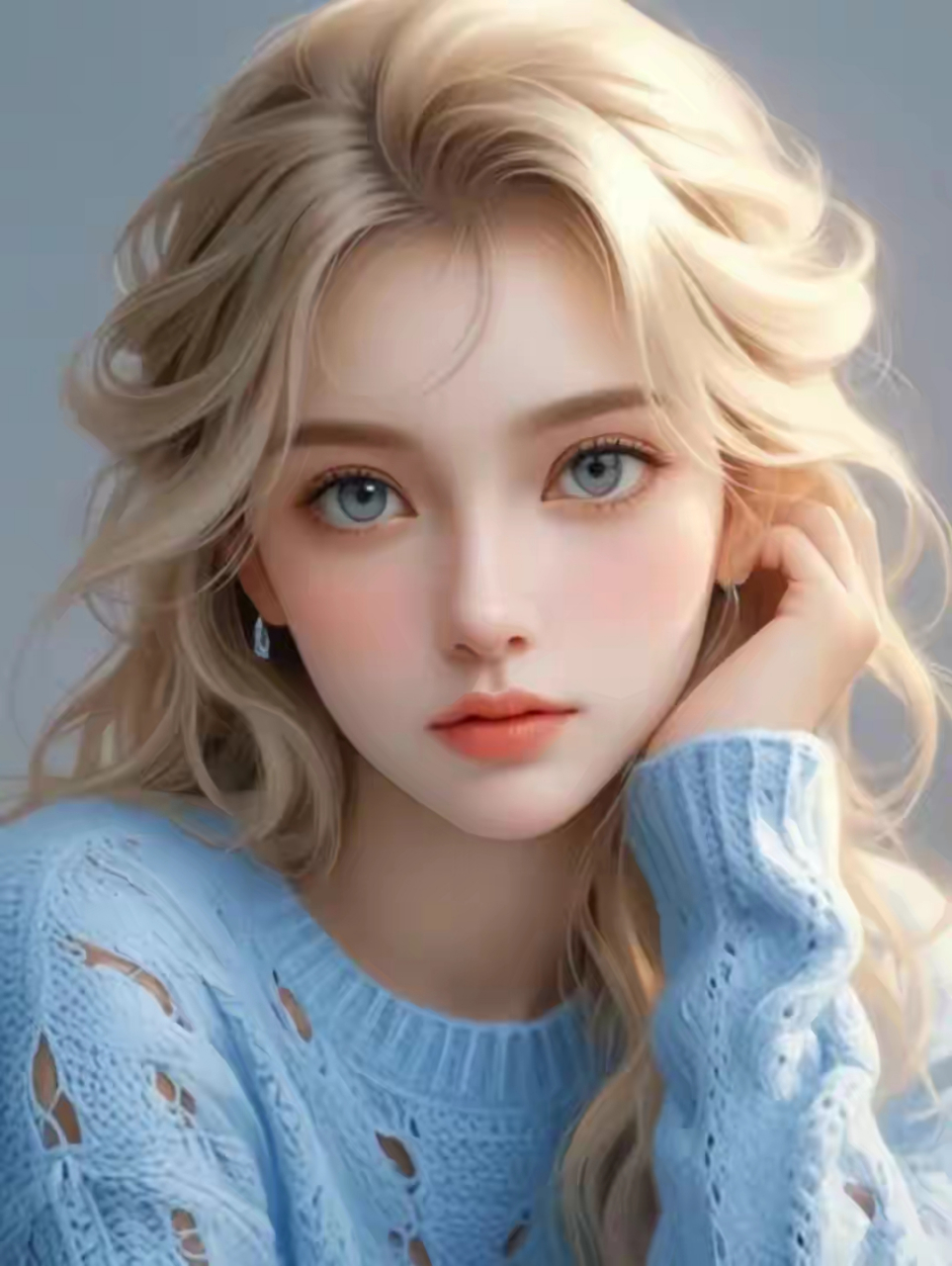 头像分享,蓝毛衣,金发碧眼的美女头像