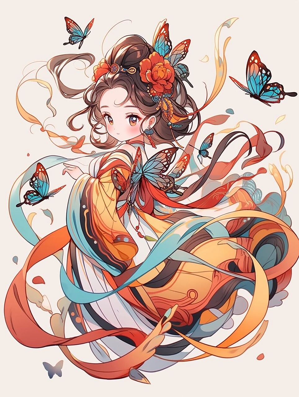 aigc|插画|线描|q版古风  🌸哇塞!看看这位超可爱的中国唐风公主吧!