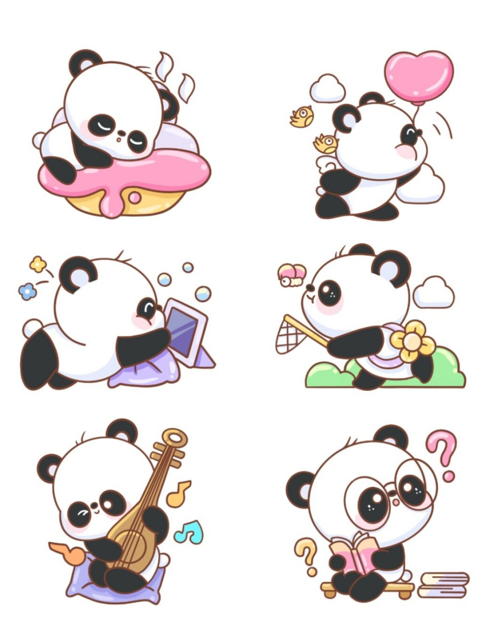 卡通熊猫免抠素材  这些卡通熊猫们,简直就是一群活泼可爱的小精灵!
