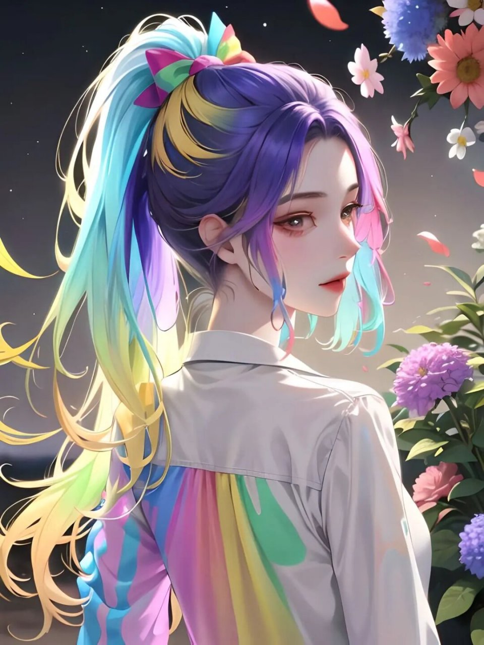 少女高马尾渐变彩虹女生9696  9797首先,我们要把头发洗干净