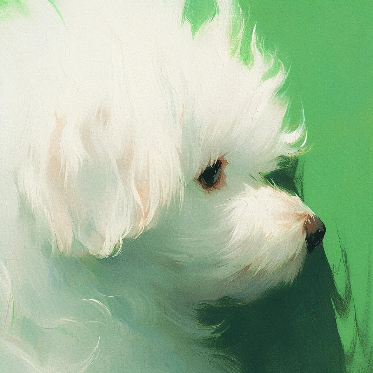 小狗绿色系油画  9896小狗绿色系油画头像,彰显个性与情感.