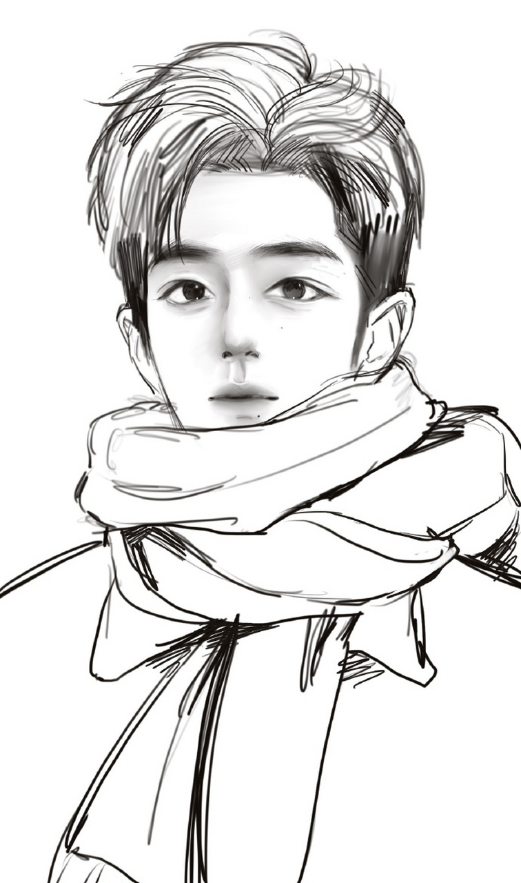 素描画像,形神俱备 饭随肖战太有才了,以简单的画笔勾勒,一幅形神俱备