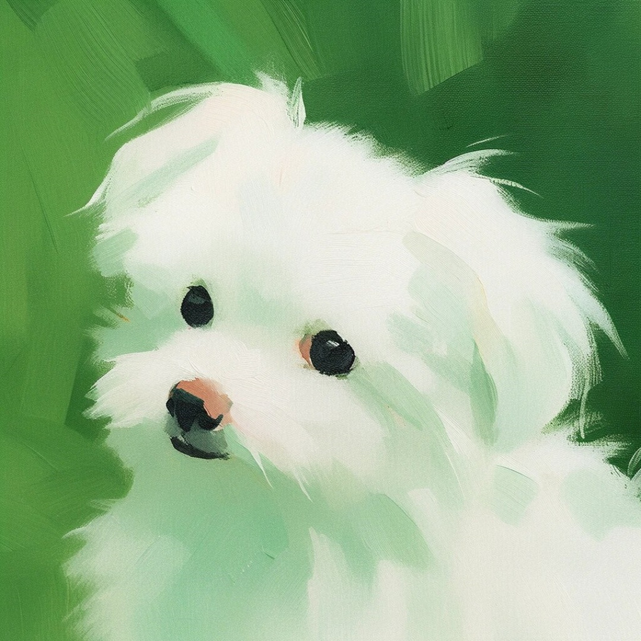 🐶🎨小狗绿色系油画头像,彰显个性与情感