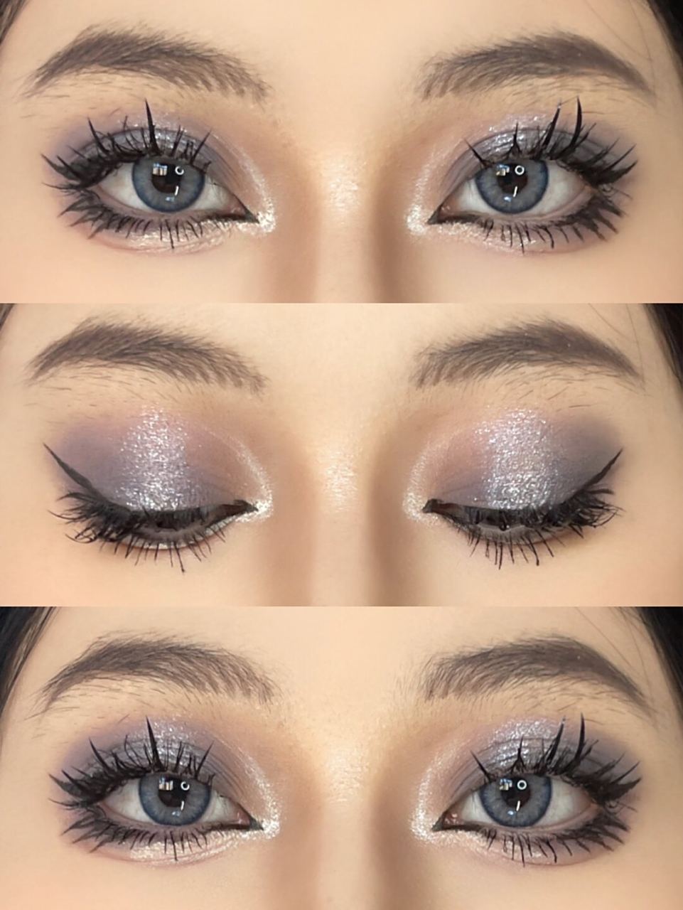 牛仔蓝辣妹妆  96这个妆容的关键是眼妆,用深邃的蓝色眼影打造出