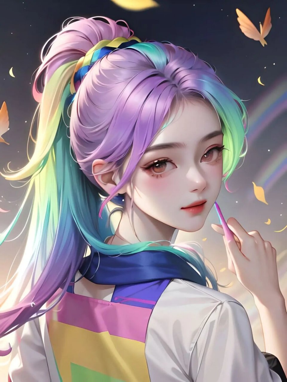 少女高马尾渐变彩虹女生9696  9797首先,我们要把头发洗干净