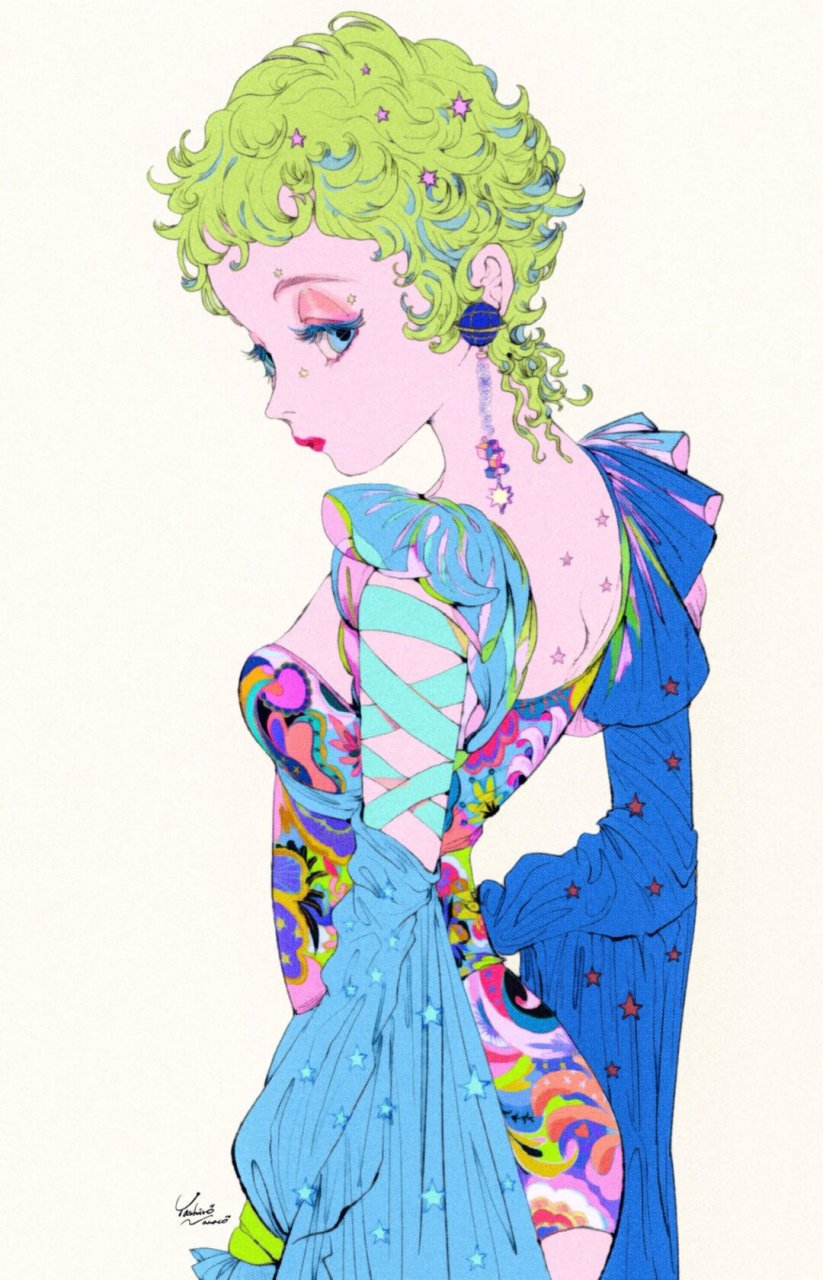 复古风少女插画又美又飒!太吼看了眼神杀!  哇塞!