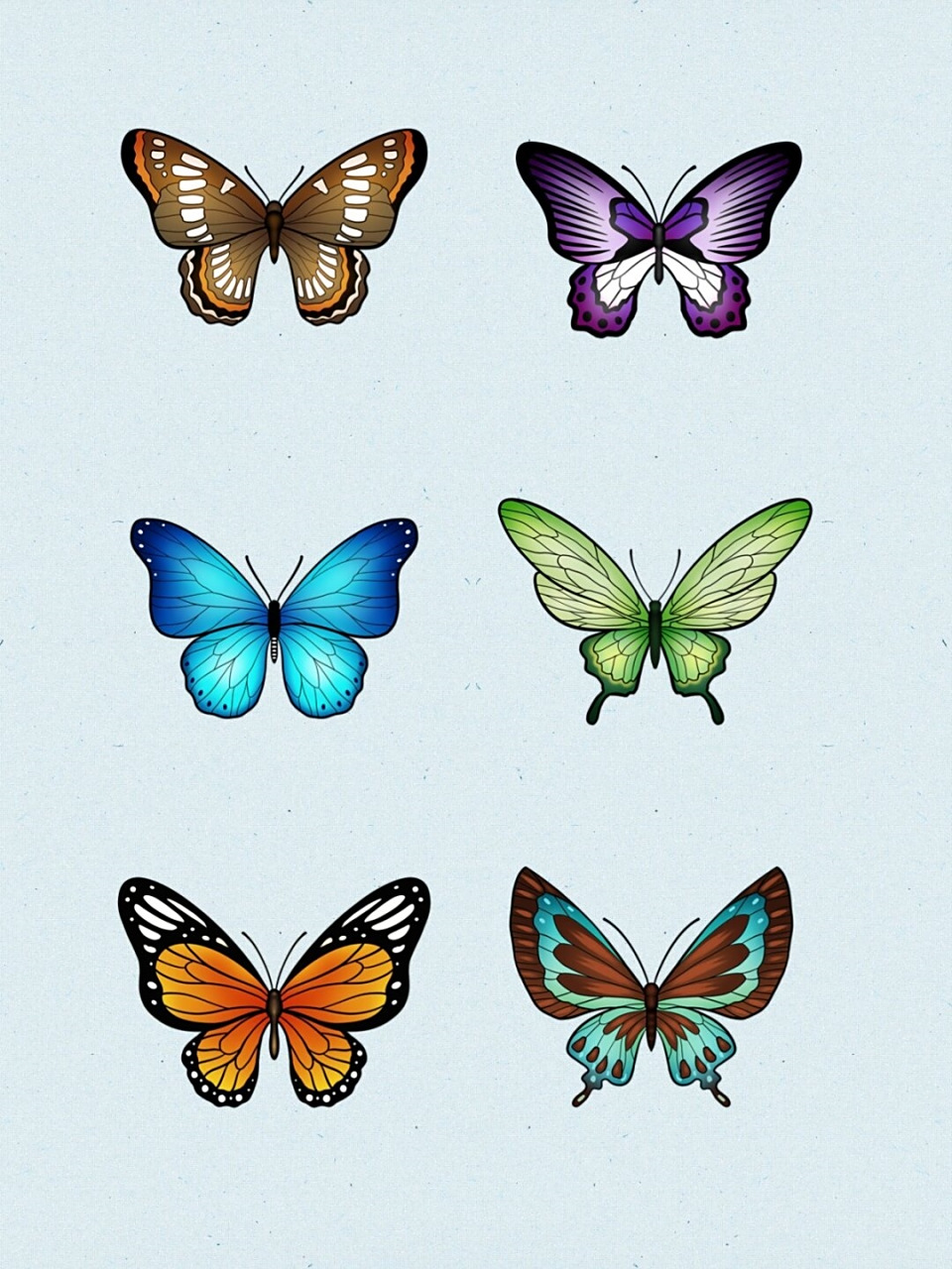 🦋这些蝴蝶元素不仅色彩鲜艳,造型可爱,而且都是免抠的哦,超级方便