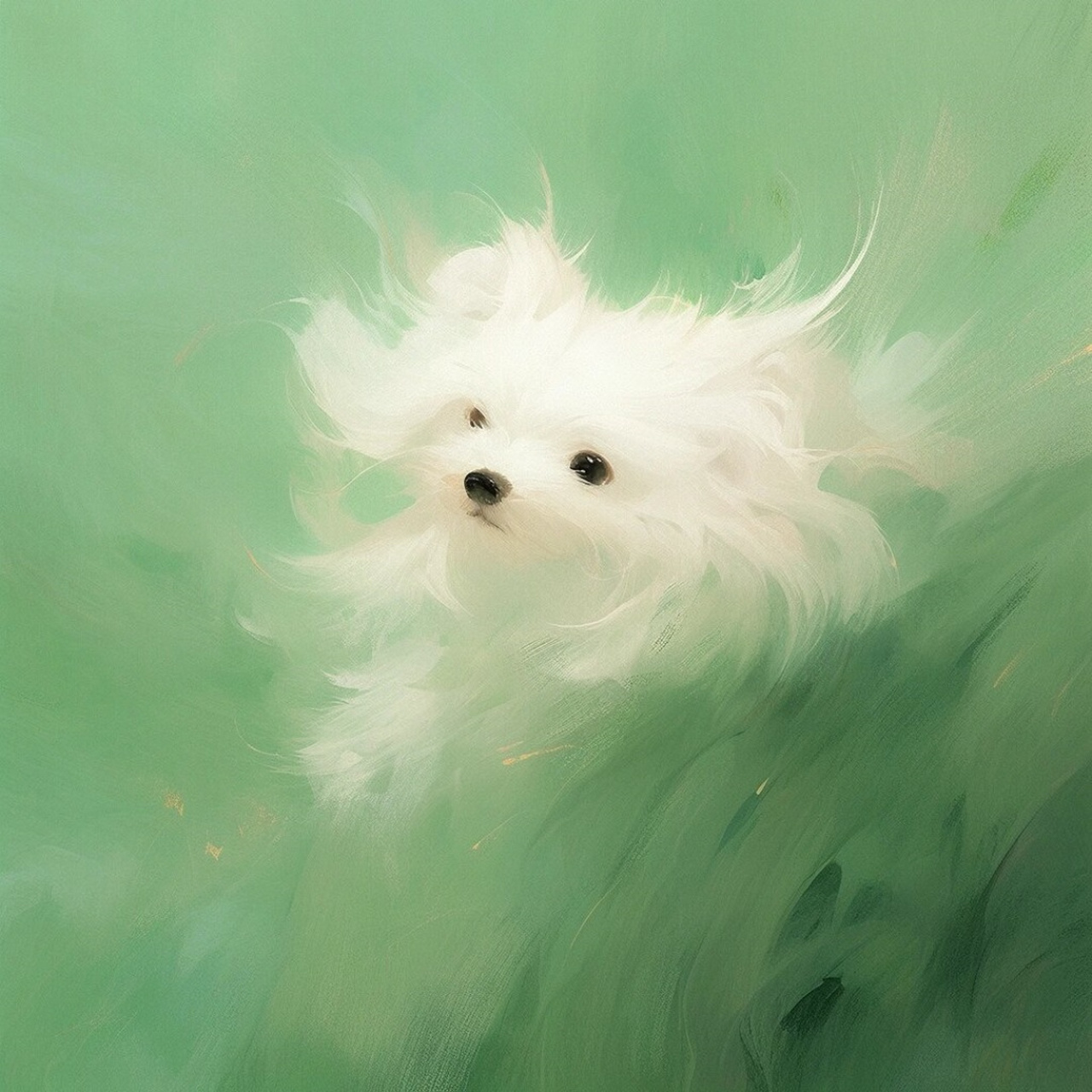 🐶🎨小狗绿色系油画头像,彰显个性与情感
