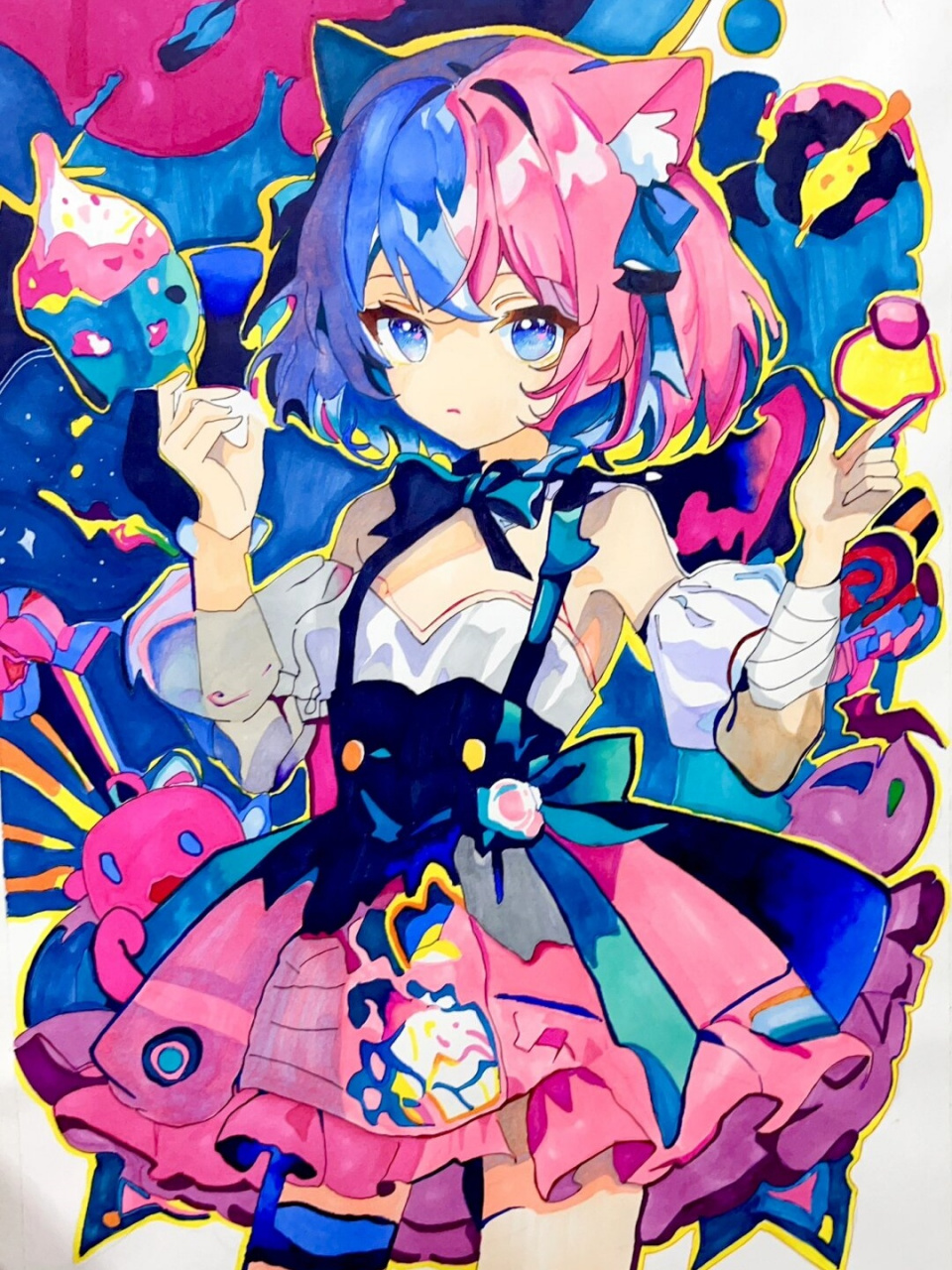 马克笔手绘动漫人物  这些手绘动漫人物,简直就像是跃然纸上的生动