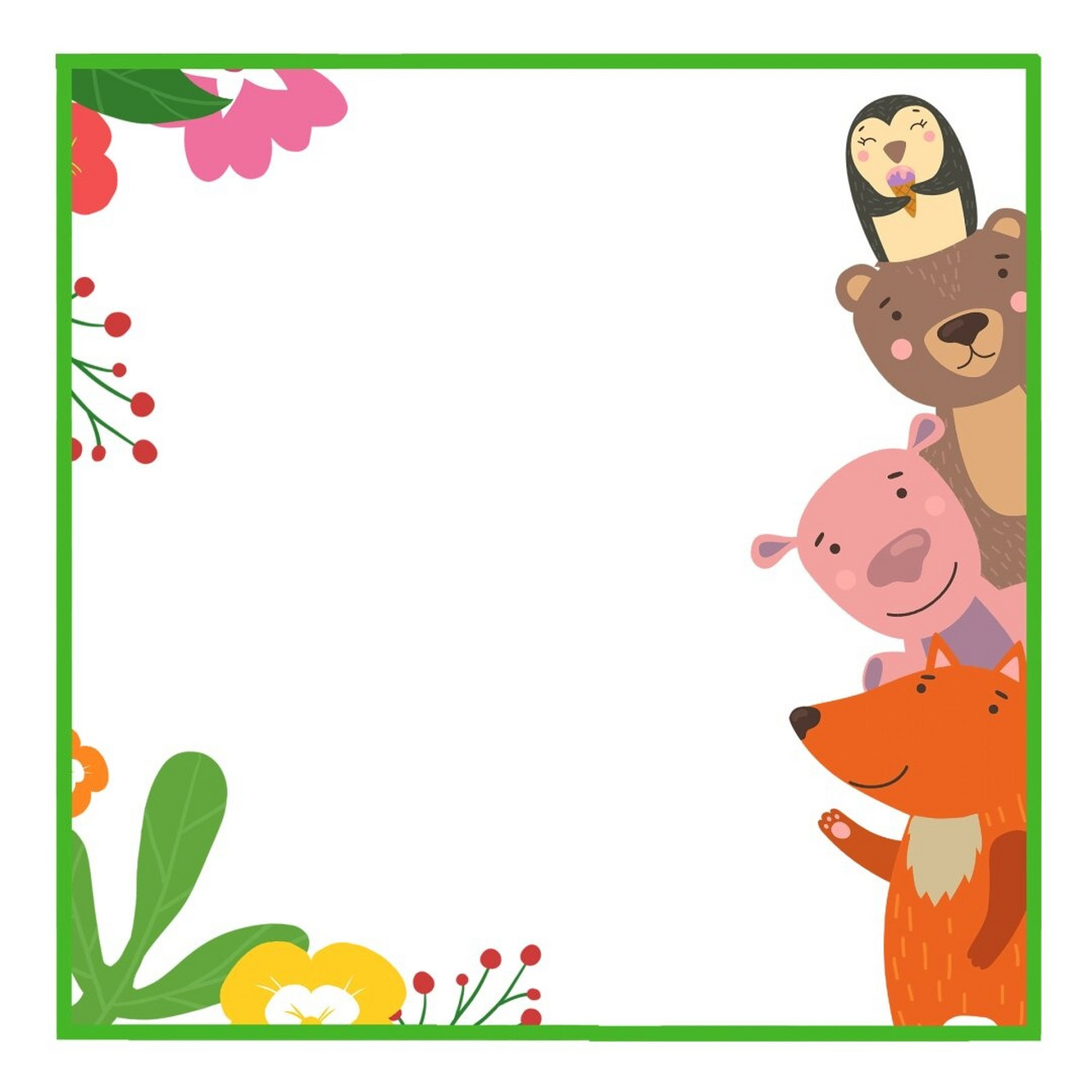边框素材分享  超可爱06卡通动物边框素材分享来啦!