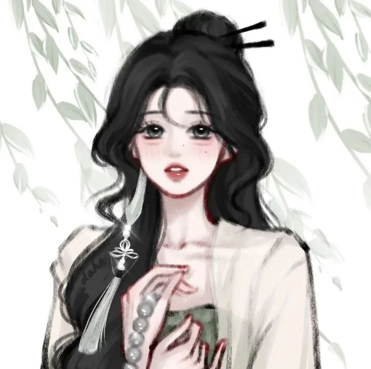 may风新中式美人手绘女头