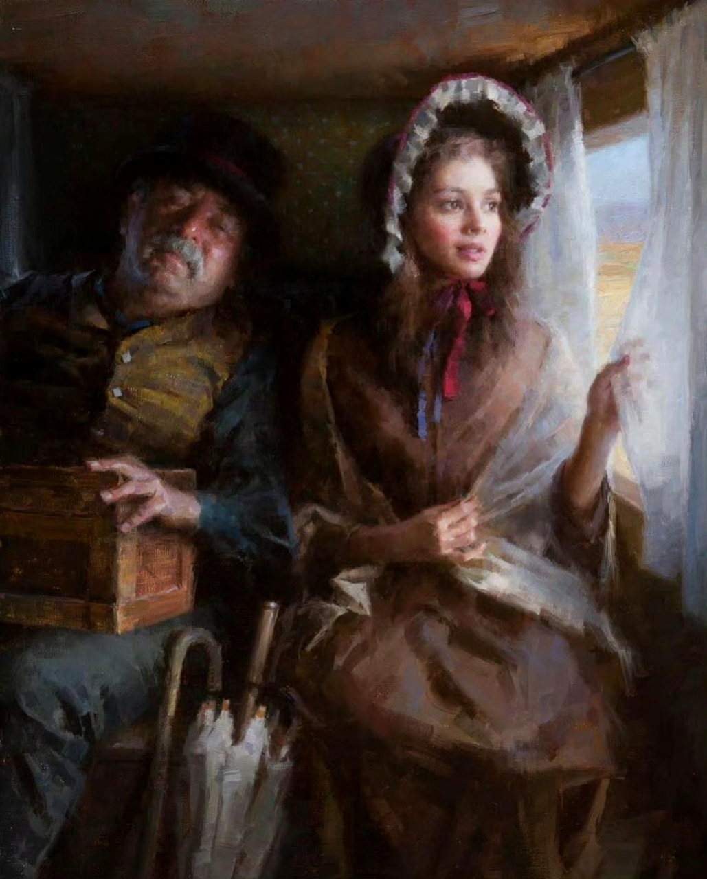 weistling油画作品欣赏,用浓郁的色彩描绘了19世纪美国西部人物的群像