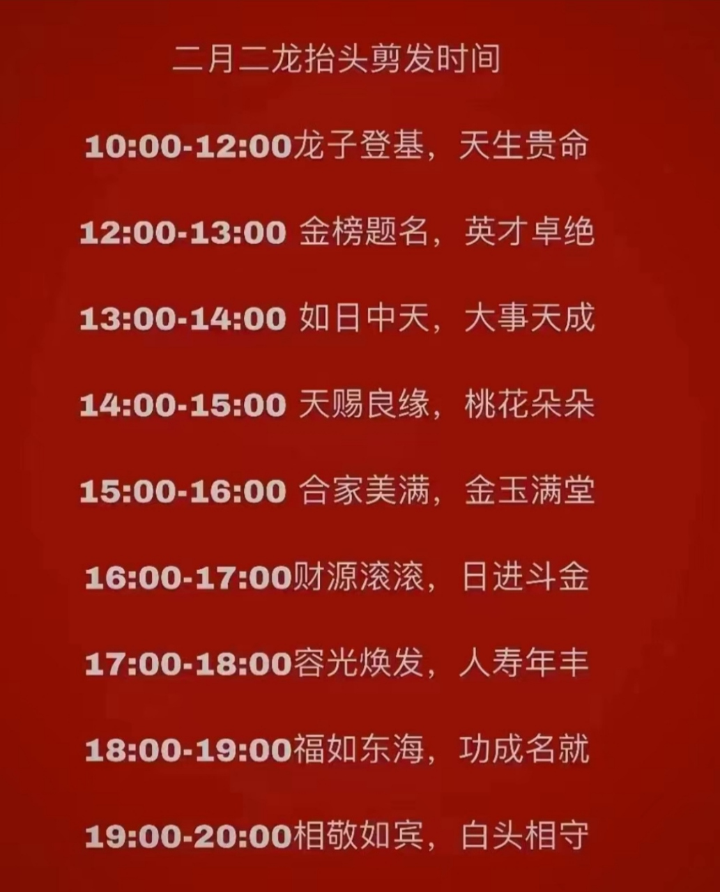 二月二龙抬头剪发时间表,寓意满满  龙头一抬,好运自来