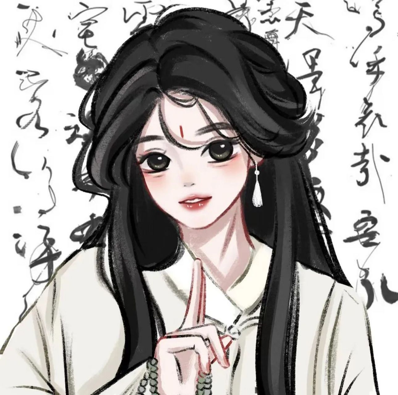 may风新中式美人手绘女头