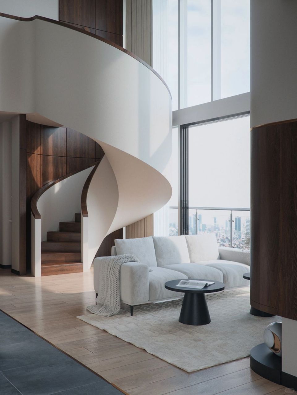 走进这个别墅大宅,首先映入眼帘的便是那优雅的旋转楼梯.