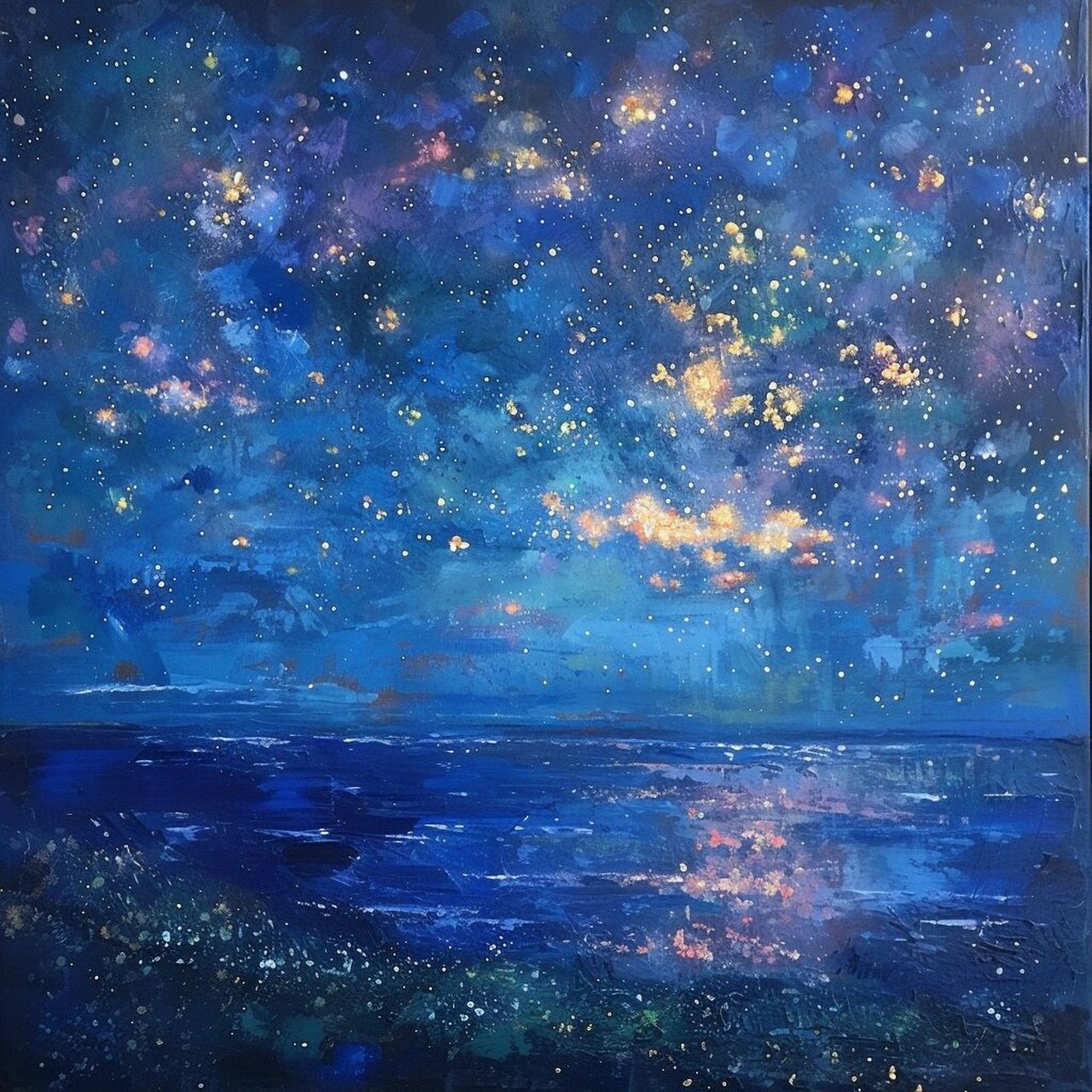 midjourney 莫奈【星空】  当我第一次看到这幅画时,我简直被它震撼到