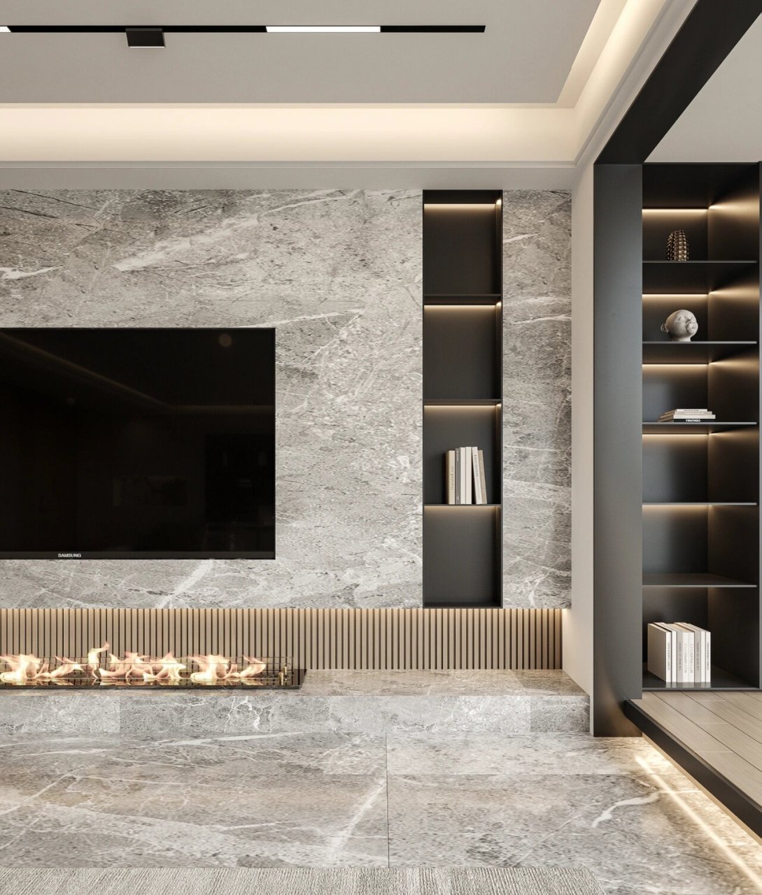 极简轻奢有质感的悬浮电视背景墙  现代轻奢风格带来的美好.