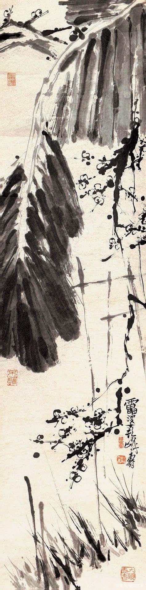 中国花鸟画中的名花卉——梅花【三十五】现代名家潘天寿经典作品欣赏