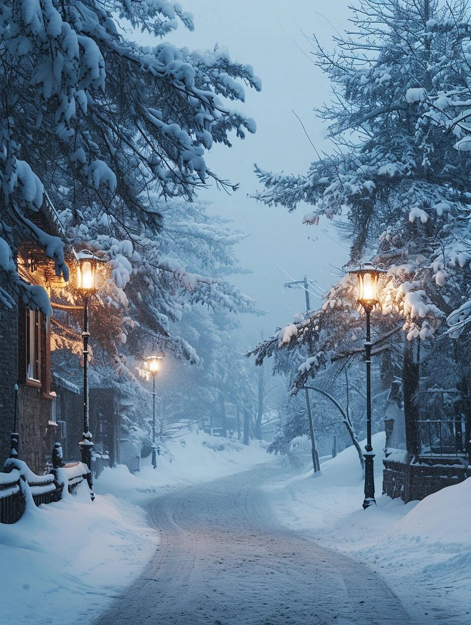 素材分享:夜晚的雪景  想象一下,夜幕降临,纷纷扬扬的大雪飘落而下.