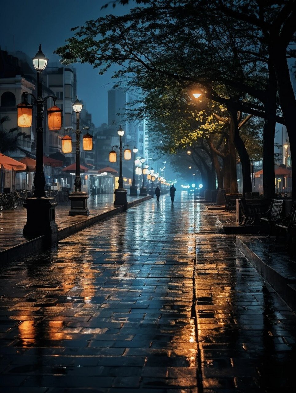 雨后的景色夜晚图片