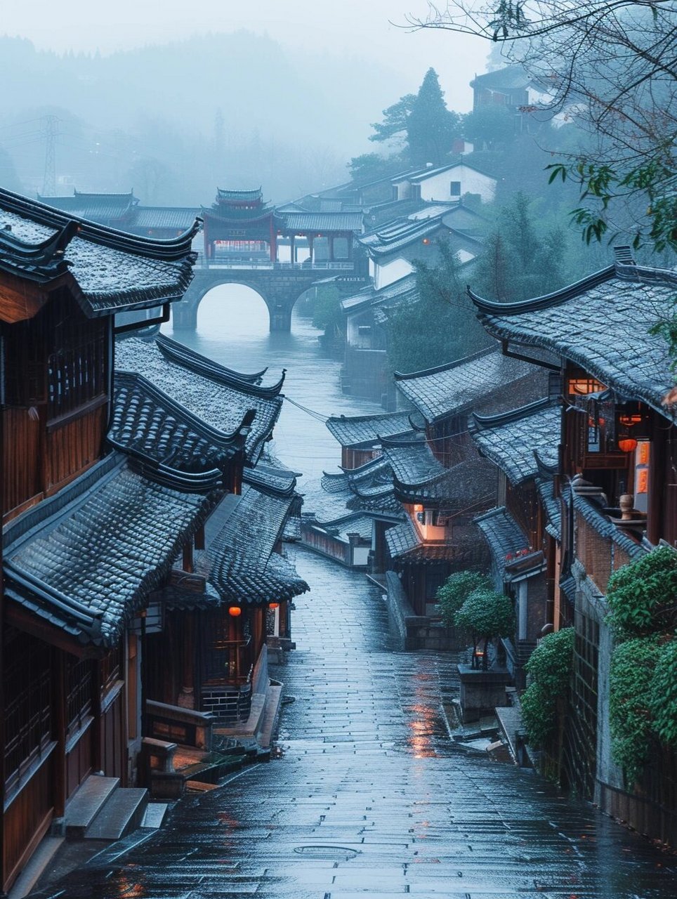 烟雨蒙蒙风景图片图片