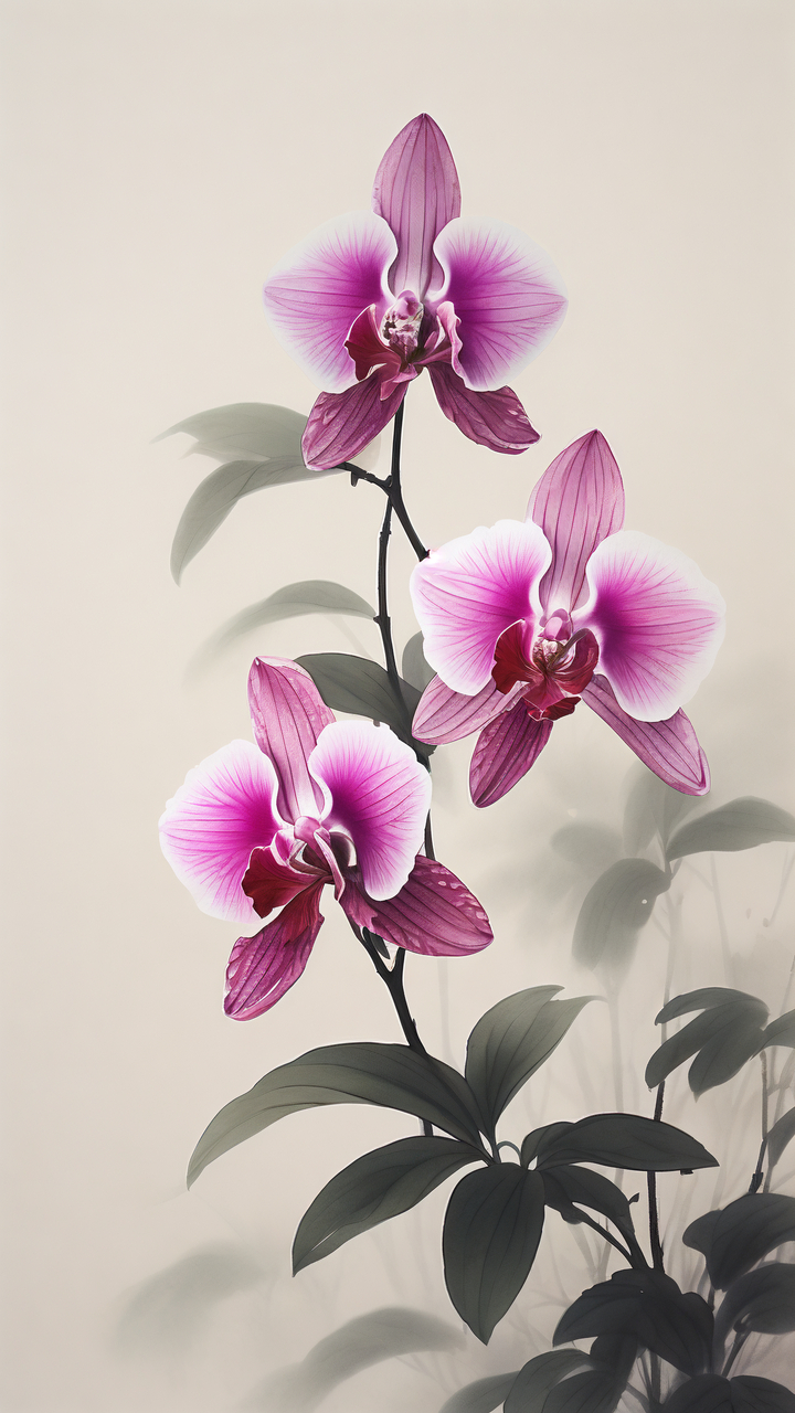 四种颜色的蝴蝶兰