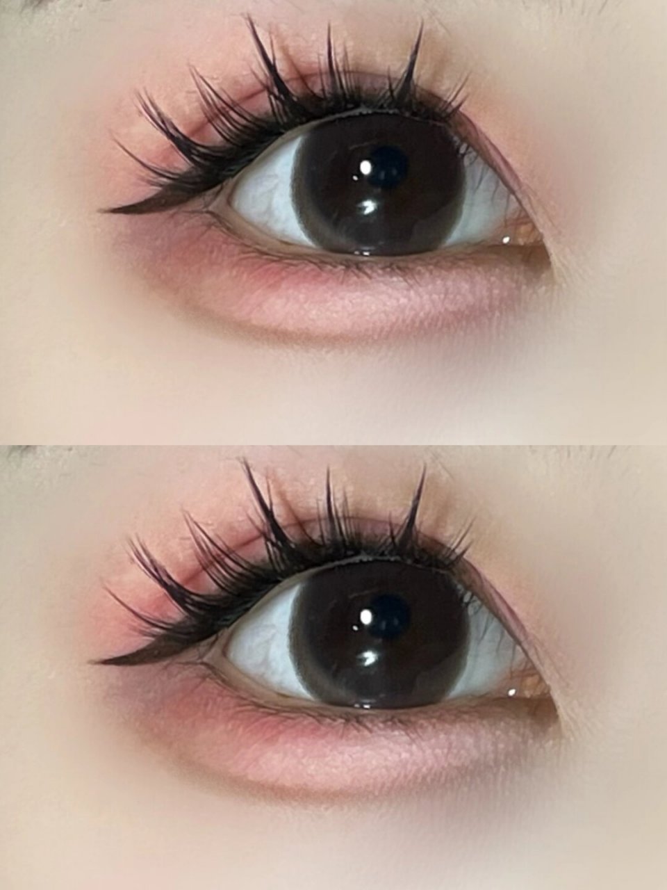 94 眼妆公式在这里:粉色眼睑下至,让眼睛更加柔和;偏饱满的卧蚕