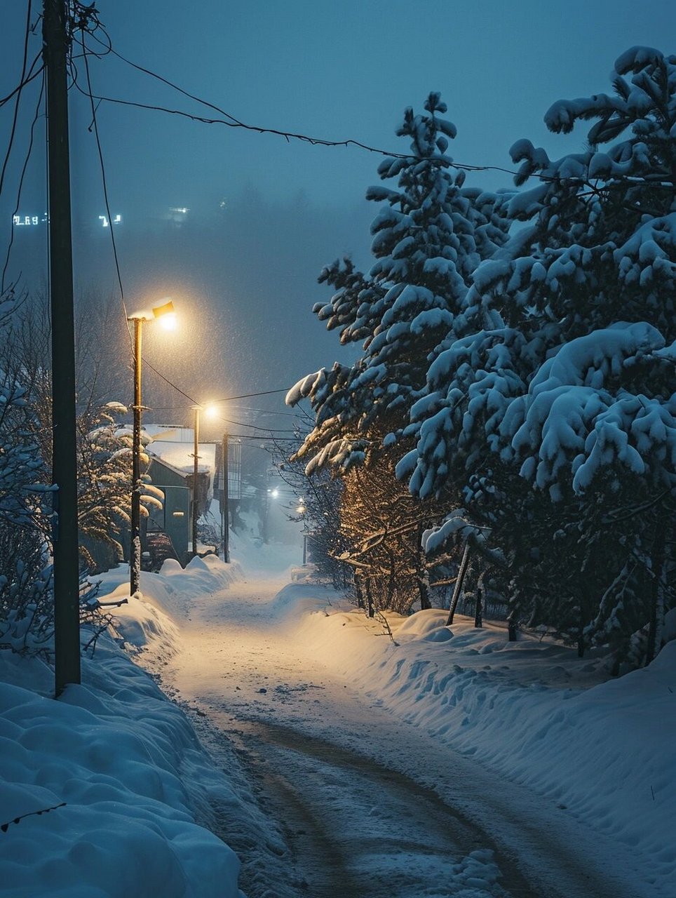 夜晚下雪的图片真实图片