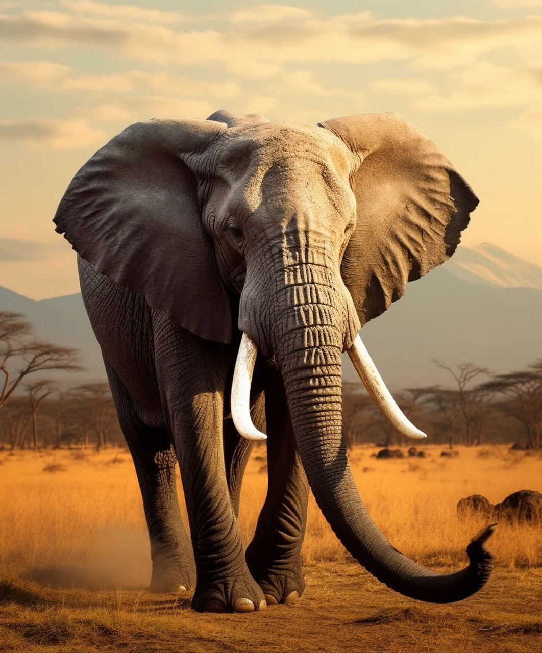 想象一下,在非洲广袤的大草原上,夕阳的余晖洒在一群大象身上,它们