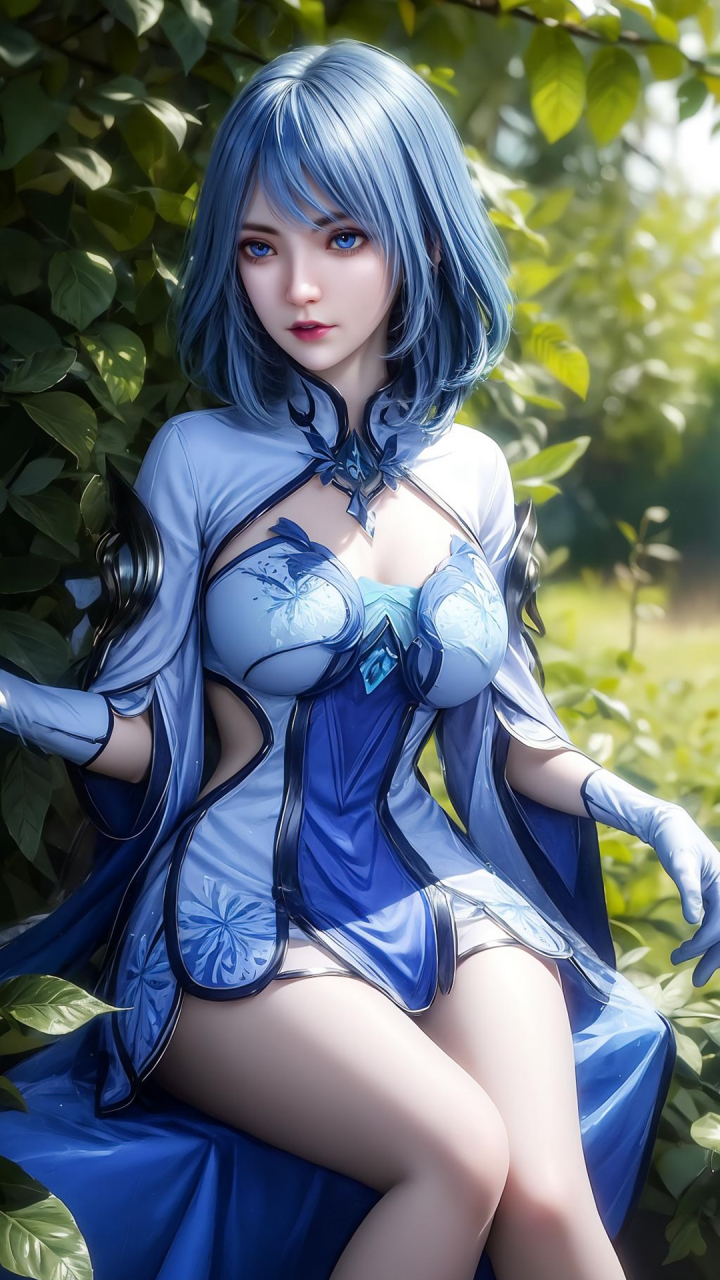 国漫女神|《斗罗大陆》水冰儿ai高清手机壁纸:是天水学院战队的队长