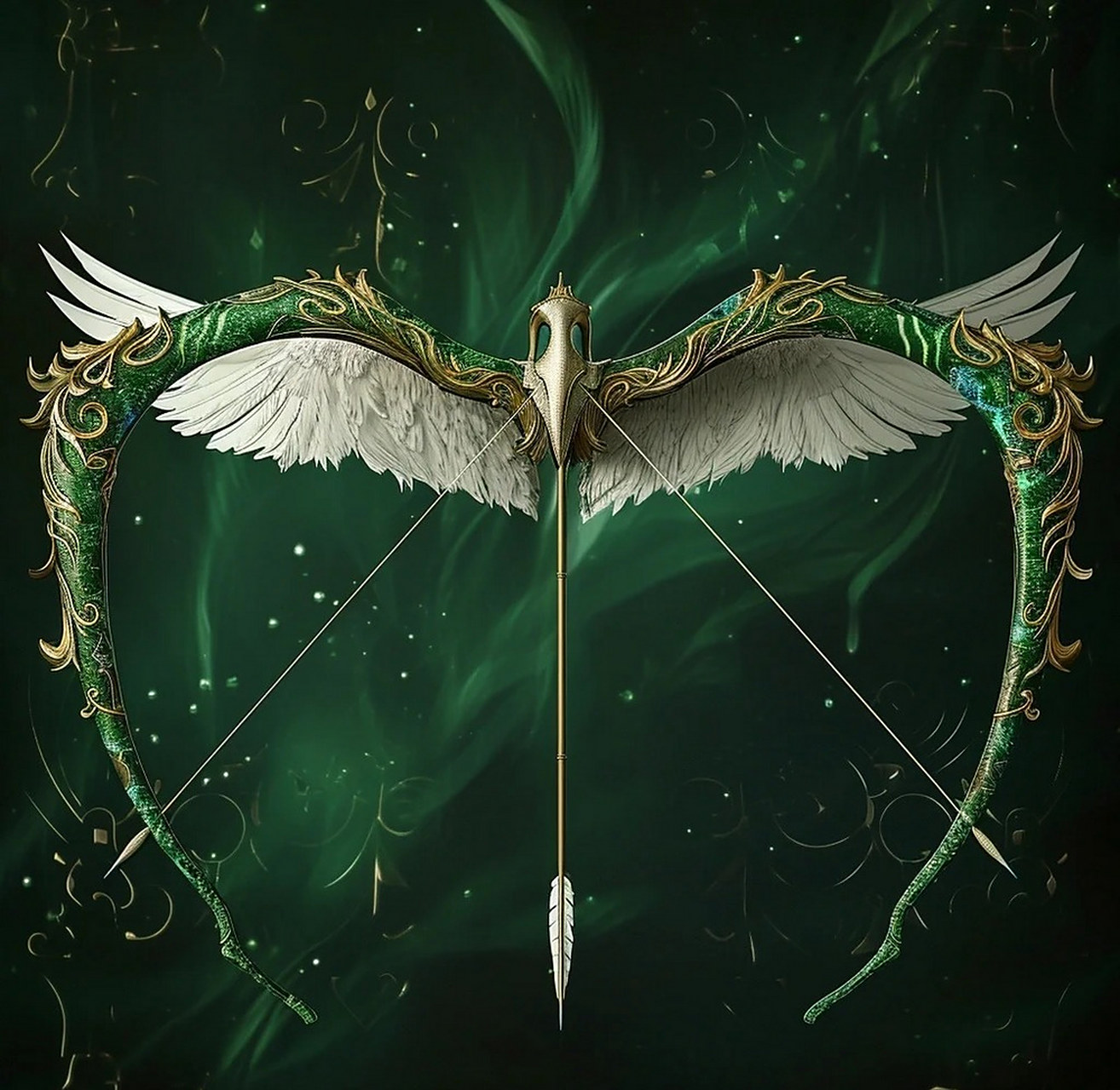 在弓的两端,镶嵌着闪烁着淡蓝色光芒的宝石💎,代表着风元素的力量.