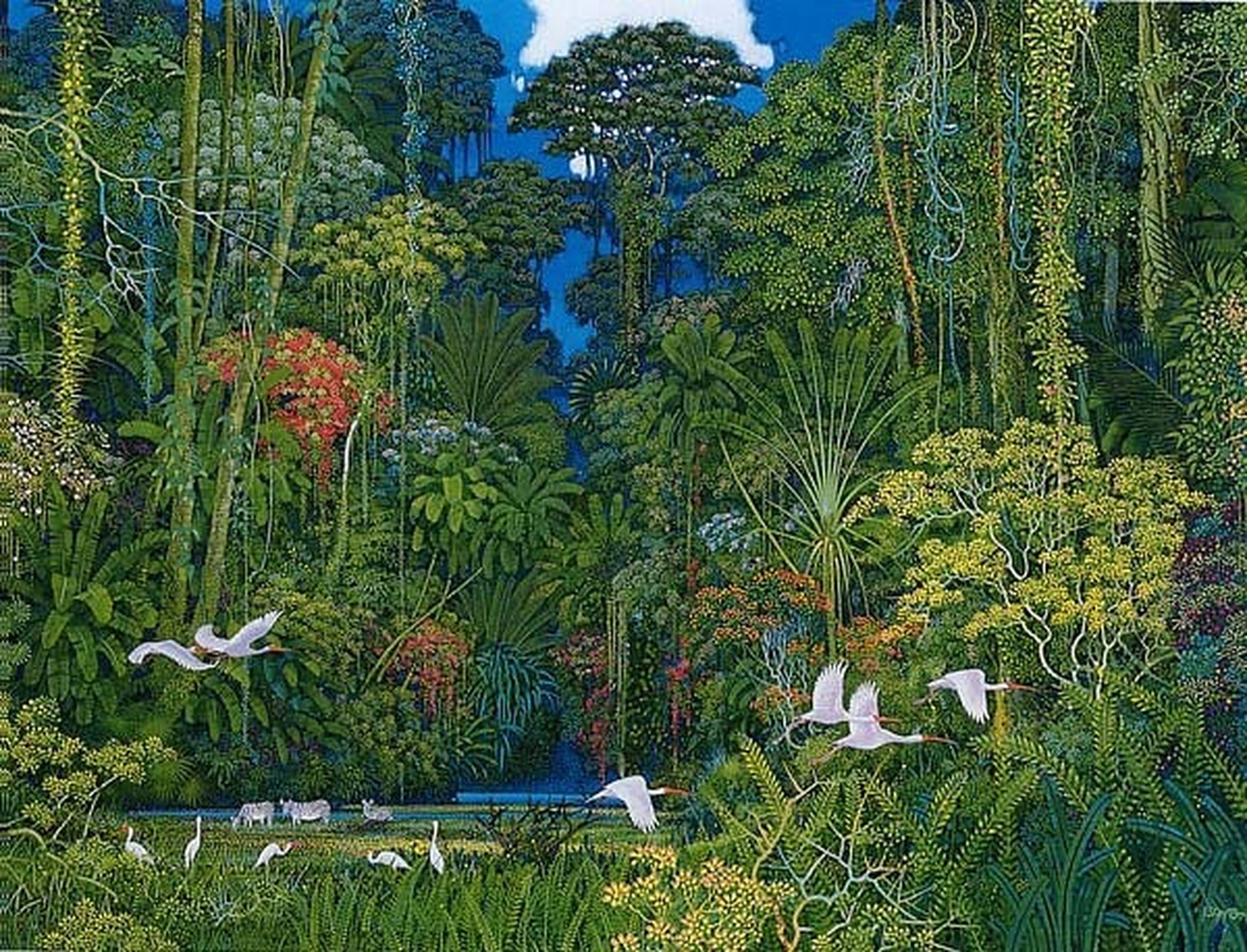 艺术家hiroo isono 作品,森林的氛围感拉满,主调运用蓝绿色,又用