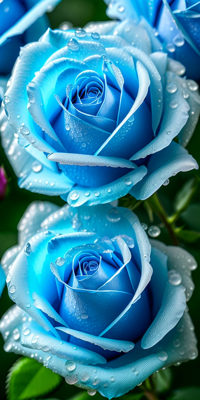 冰蓝色玫瑰,这一独特的色彩组合,宛如寒冬中的一抹清凉,令人心驰神往.