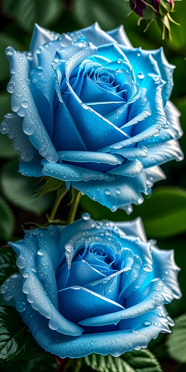 冰蓝色玫瑰,这一独特的色彩组合,宛如寒冬中的一抹清凉,令人心驰神往.