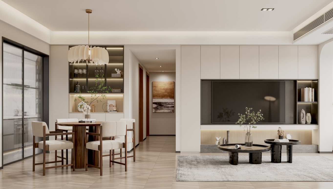 临沂百纳易筑装饰:中海熙园128平奶油风效果图