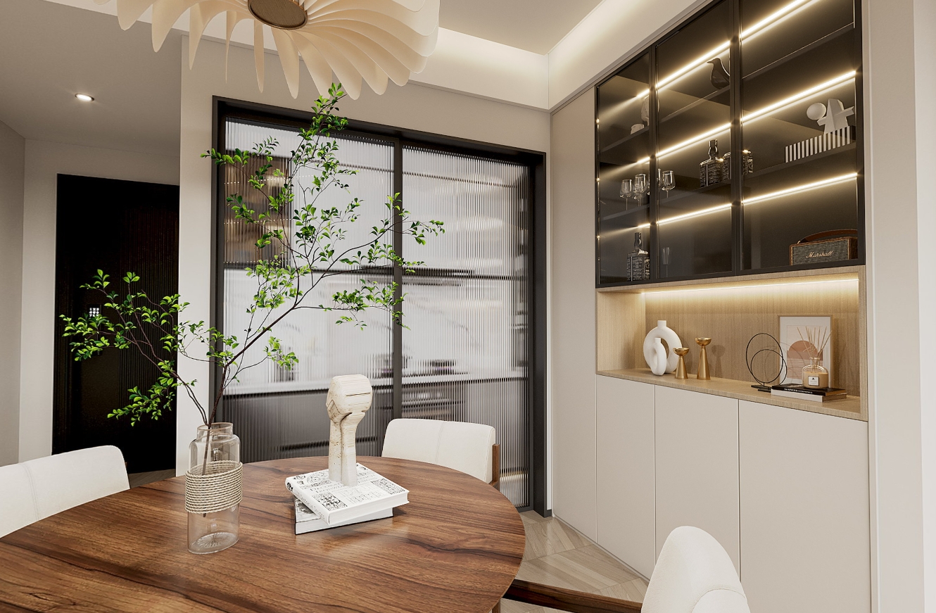 临沂百纳易筑装饰:中海熙园128平奶油风效果图