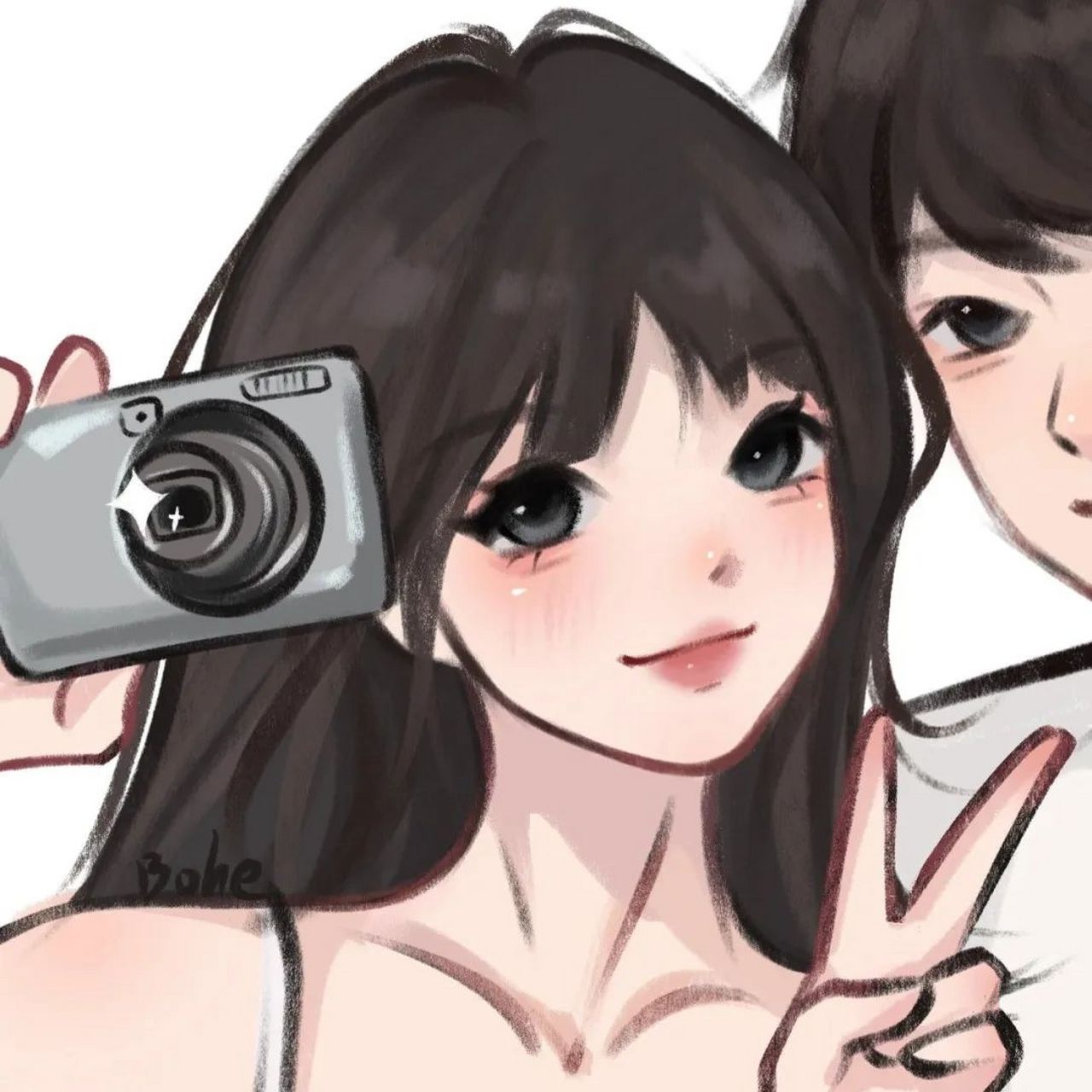 温柔may风情侣手绘头像