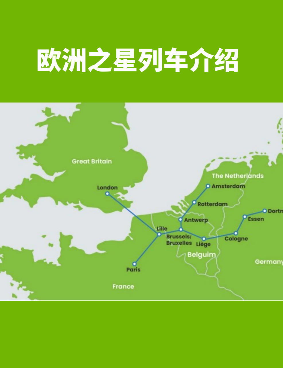 欧洲之星列车介绍  欧洲之星,作为连接法国,比利时,荷兰,德国和英国