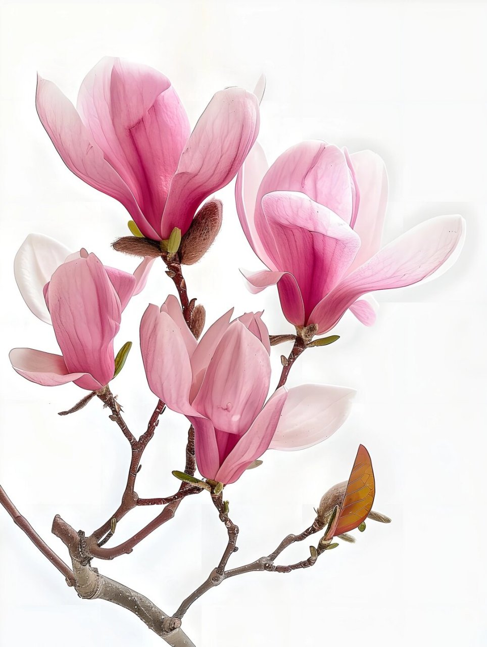 玉兰枝头,花朵簇簇,淡雅清新,宛如雪后初晴的美景